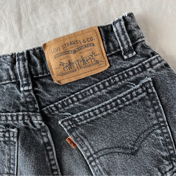 Vintage Levi’s Orange tab straight leg high rise faded black jeans 80s 90s - Picture 6 of 10